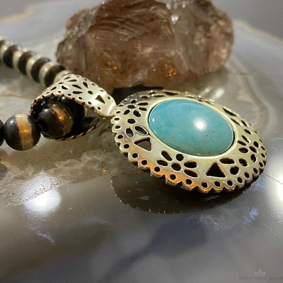 Carolyn Pollack Southwestern Style Sterling Silver Oval Turquoise Pendant/Brooch - Picture 3 of 10
